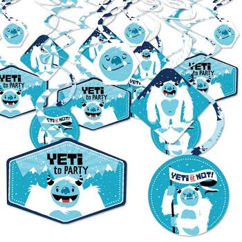 Big Dot of Happiness Yeti to Party - Abominable Snowman Party or Birthday Party Hanging Decor - Party Decoration Swirls - Set of 40
