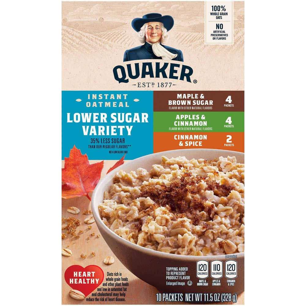 UPC 030000014998 product image for Quaker Instant Oatmeal Lower Sugar Variety Pack - 10ct | upcitemdb.com