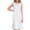 YafeMarte Women’s Sleeveless Cotton Blend Nightgown with Embroidered Yoke, Lace Trim, and Keyhole Bow Design - 3 of 4