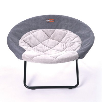 K&H Pet Products Large Sized Pet Elevated Dish Chair Cozy Comfy Furniture Cot Dog Bed with Machine Washable Cover, Classy Gray