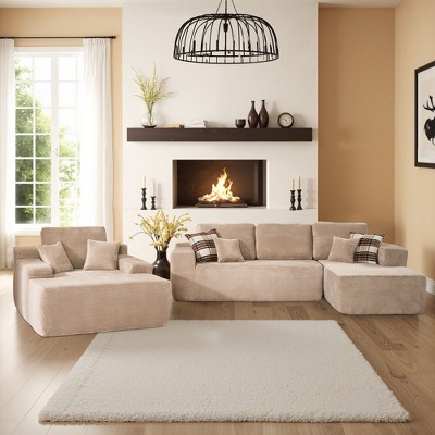 XIZZI Modular Sectional Sofa Couch, L/U-Shape Upholstered Couch, Modern Minimalist Couches for Living Room, Free Combination Deep Seat Corner Couch
