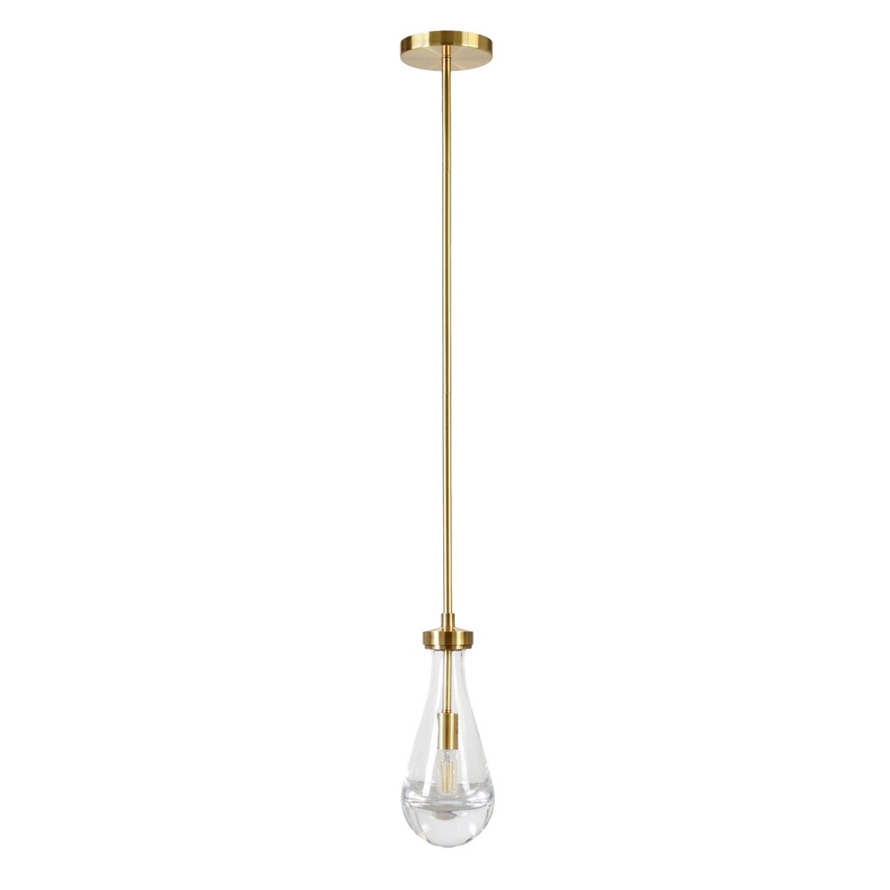 Photos - Chandelier / Lamp Hampton & Thyme 5" Wide Pendant with Glass Shade Brushed Brass/Clear