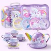 Joyfy Kid Tea Set, Unicorn Tea Party Set for Girls, Princess Pretend Play Tin Teapot Set Kitchen Toy for Kids Toddlers 2 3 4 5 6 Years Old, Purple - 2 of 4