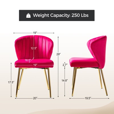 Fuchsia Velvet Upholstered Side Chair with Gold Metal Legs