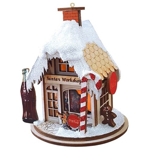 Ginger Cottages Santa's Workshop Cottage - One Ornament 4.25 Inches -  Ornament Coca Cola - 84002 - Wood - Beige