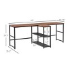 83" L-Shaped Double Computer Desk with Open Shelves, Dark Wood Grain Workstation for Home Office or Study Room -3irtyhousy - 4 of 4