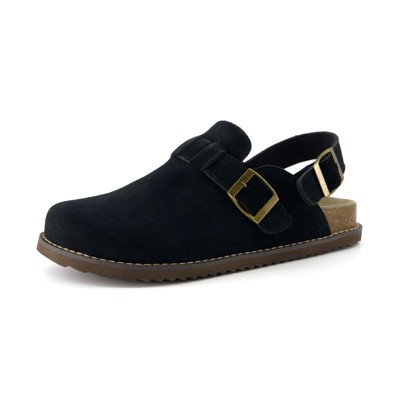 CUSHIONAIRE Brooklyn Women's Suede Clogs - Adjustable Slingback Clog Sandal with Buckle, Memory Foam, Wide Widths