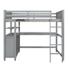 NicBex Full Size Loft Bunk Bed with Desk, Modern Wooden Bed Frame with Storage Drawers, Open Shelves and Ladder for Bedroom - 4 of 4