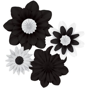 Teacher Created Resources® Black and White Paper Flowers, Pack of 4 - 1 of 3