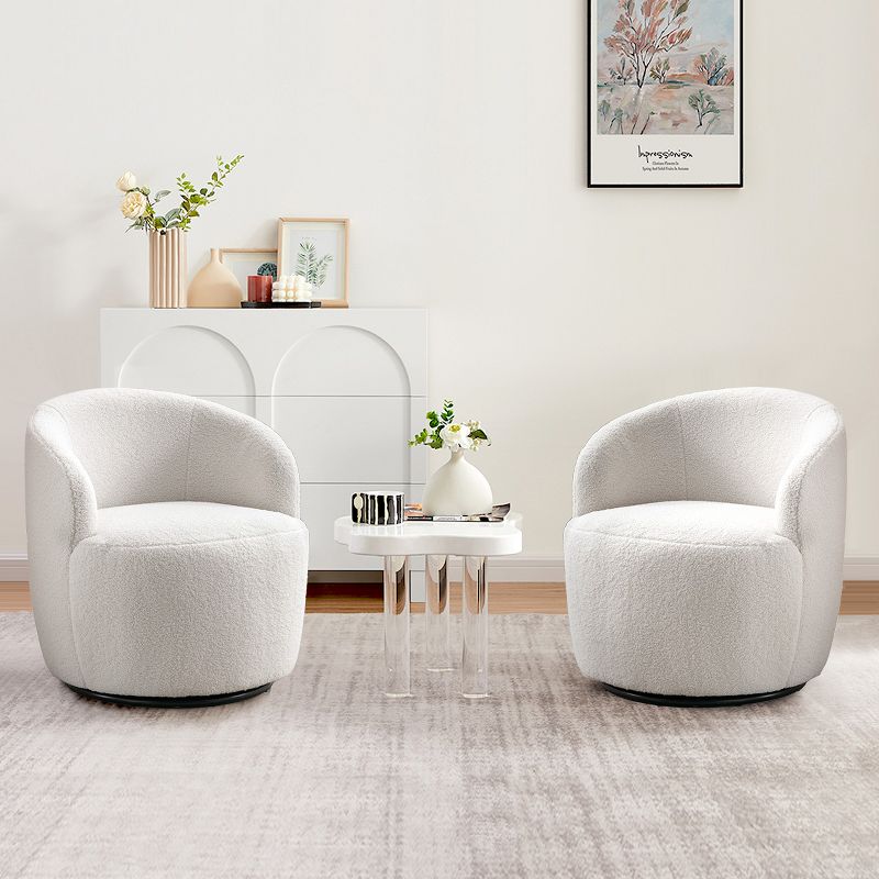 Fannie Set Of 2 Teddy Swivel Chair,25.60'' Wide Small Size Teddy Accent Chairs,Upholstered 360° Swivel Barrel Chair-The Pop Maison, 1 of 11