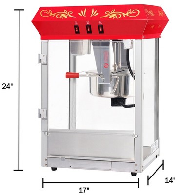 Vintage Red Stainless Steel Countertop Popcorn Machine