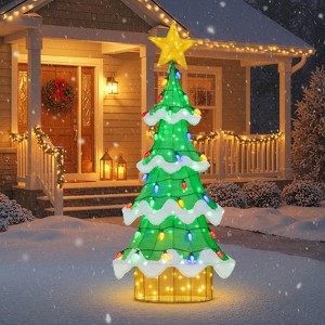 Costway 4.3 ft Tall Lighted Christmas Tree with 34 Colorful Strawberry Bulbs, LED Lights - 1 of 4