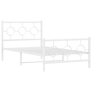 vidaXL White Metal Bed Frame - Single Bed, 39.4"x78.7" with Headboard/Footboard - 1 of 4