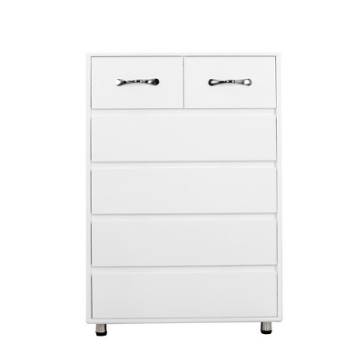 GlasFlength Decorative Storage Cabinets with six drawer , for Living Room, Entryway, Kitchen, White,27.55"*15.74"*40.55"
