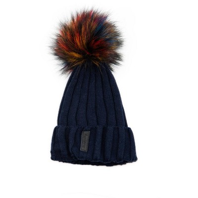Women's Ribbed Merino Wool Hat With Pom - Maniere