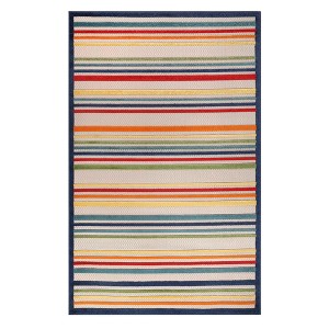 Coastal Geometric Casual Stripe Indoor Outdoor Runner or Area Rug by Blue Nile Mills - 1 of 4