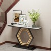 Modern Console Entryway Table with Geometric Base Sintered Stone Top - 2 of 4