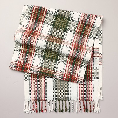 20"x90" Tartan Christmas Plaid Cotton Table Runner Green/Red/White - Hearth & Hand™ with Magnolia
