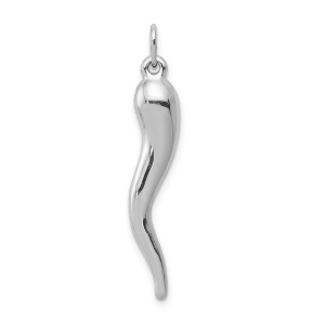 Black Bow Jewelry 14k White Gold Italian Horn Pendant, 5 x 33mm - 1 of 4