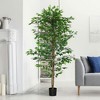 Resenkos 6ft Artificial Tree, Indoor Fake Ficus with Pot, for Home Office Living Room Decor Green - 4 of 4