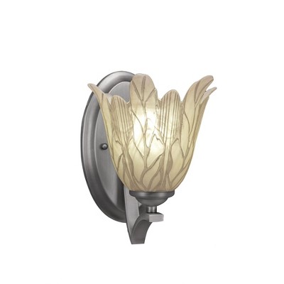 Toltec Lighting Zilo 1 - Light Sconce in  Graphite with 7" Vanilla Leaf Shade
