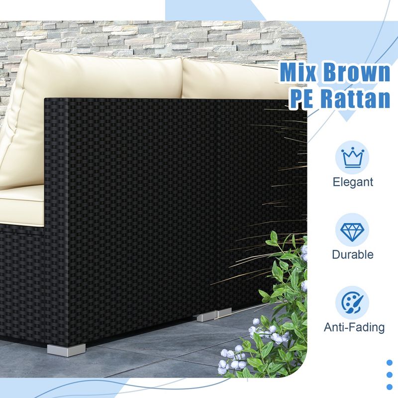 Costway 5 Pieces Outdoor Furniture Set with Seat & Back Cushions Tempered Glass Tabletop, 5 of 11
