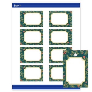 Avery Tags, 2" x 3", Gold-Teal Berries, Matte, 80ct - 1 of 4