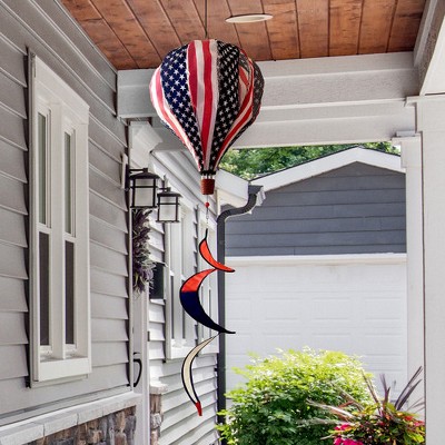 Patriotic Red White & Blue Hot Air Balloon Wind Spinner