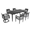 7-Piece Aluminum Patio Dining Set, 71" Sintered Stone Top Rectangular Table and 4 Armchairs & 2 Swivel Rockers with Sunbrella Cushions – Cuddlewood - 3 of 4