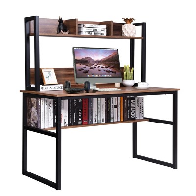 Bestier Computer Desk with Storage Shelves - 55 Inch Home Office Desks with  Reve