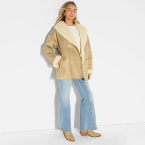 Women's Shawl Collar Shearling Coat - Wild Fable™ - 1 of 3