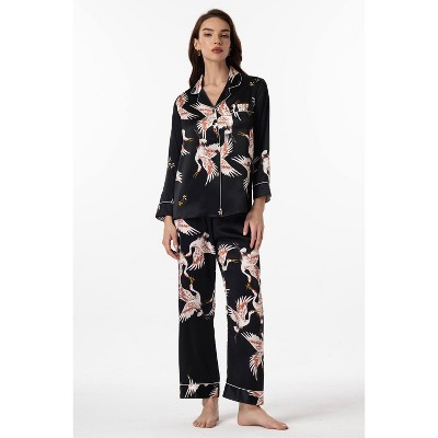 SilkSilky Women's  Printed Classic Binding Trim Womens Pajama set