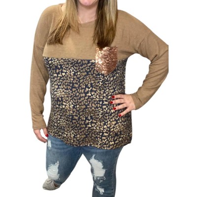 Women's Animal Print Pocket Tee - honeyme