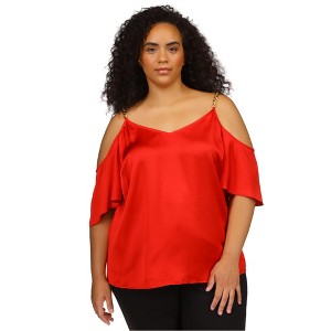 Michael Kors Womens Chain Sleeve Strap Cold Shoulder Blouse - 1 of 1