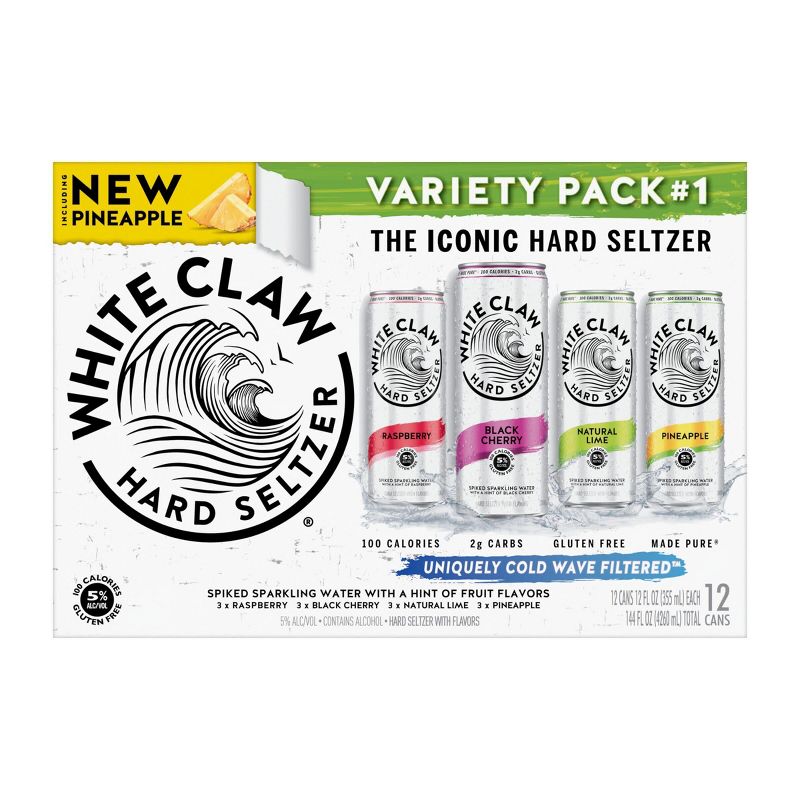 White Claw Hard Seltzer Variety Pack - 12pk/12 fl oz Slim Cans, 3 of 10