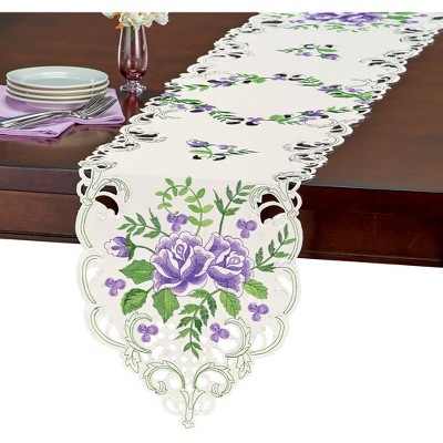 Collections Etc Embroidered Rose Bushes Cutwork Table Linens : Target