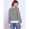 INSPIRE CHIC Women's Crew Neck Contrast Long Lantern Sleeve Casual Tops - 3 of 4