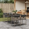 vidaXL Patio Dining Set with Cushions Table and Chairs Outdoor Poly Rattan - Gray Glass 4 Piece - 2 of 4