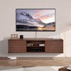 VEVOR Floating TV Stand, 60" Wall Mount Entertainment Center with Adjustable Shelf & Sliding Doors, 2 Tiers Floating TV Shelf, Brown - 2 of 4