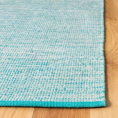 Montauk Aqua Blue 6' Square Handwoven Cotton Area Rug