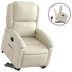 vidaXL Stand up Recliner Chair Cream Faux Leather - 1 of 4