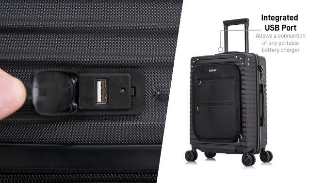 DUKAP Tour Lightweight Hardside Carry On Suitcase with Integrated USB Port , 2 of 11, play video