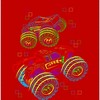 Colorful Line Art Car Adult Crew Neck Short Sleeve Tee - 2 of 2