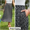 Women's Polka Dot Maxi Skirt - High Waist Pleated Midi Swing Skirt with Pockets for Beach & Cruise Black Floral- Daisy - 3 of 4