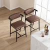 Acekool Counter Height Bar Stools Set of 2 with Arms, Upholstered Wide Seat & Back, Metal Frame with Footrest for Kitchen Island, Rustic Brown - 3 of 4