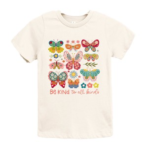 The Juniper Shop Be Kind To All Kinds Butterfly Youth Short Sleeve Tee - L - Cream - 1 of 4