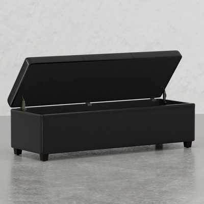 NicBex Rectangular Faux Leather Storage Ottoman Bench,Upholstered Storage Ottoman with Wood Legs,Modern Storage Bench for Living Room,Bedroom