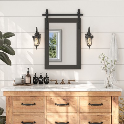 Farmhouse Rectangle Framed Wall Vanity Tempered Glass Mirror for Entrance, bathroom,livingroom