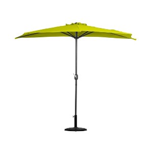 Westintrends 9Ft Half Round Umbrella with Half Resin Base Included for Outdoor Patio Window Shade Wall Balcony - 1 of 3