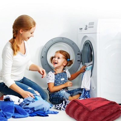 Maroon Reversible Faux Fur and Microplush Throw Blanket